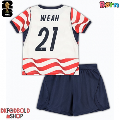 Forente stater Timothy Weah #21 Hjemmebanesæt Børn VM 2026 Kort ærmer (+ korte bukser)